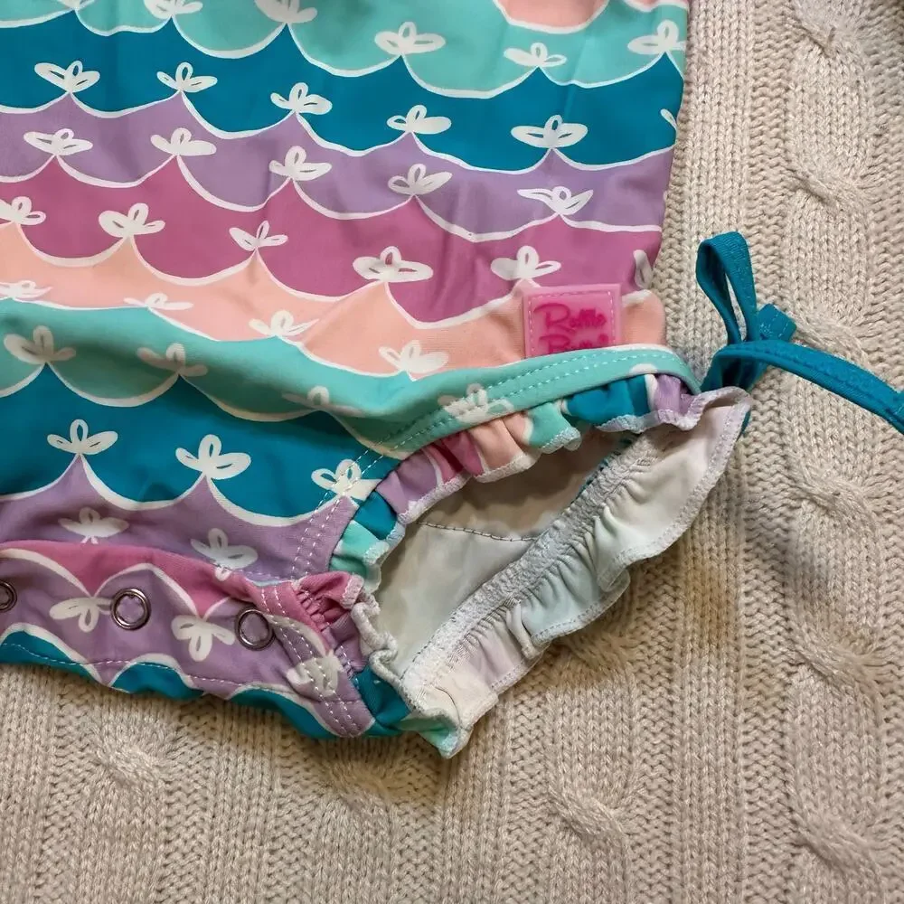 Rufflebutts Long Sleeve One Piece Rash Guard sz 6-12 months Mermaid Print